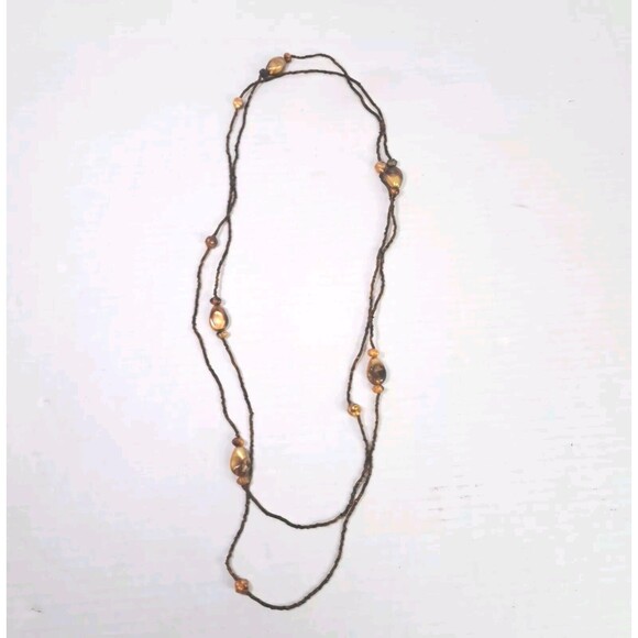 Faux Amber Extra Long Beaded Necklace Fashion Jewelry 70" Costume - Picture 6 of 6